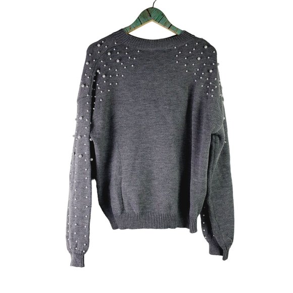 Blooming Jelly Pearl Sleeve Gray Sweater Blouse, NWT, XL - Picture 5 of 13